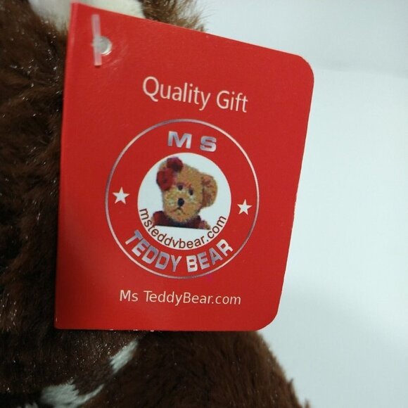 Ms Teddy Bear Brown With Scarf Stuffed Animal Plush Toy with Tag Age 3 and Up 8" - Picture 7 of 9